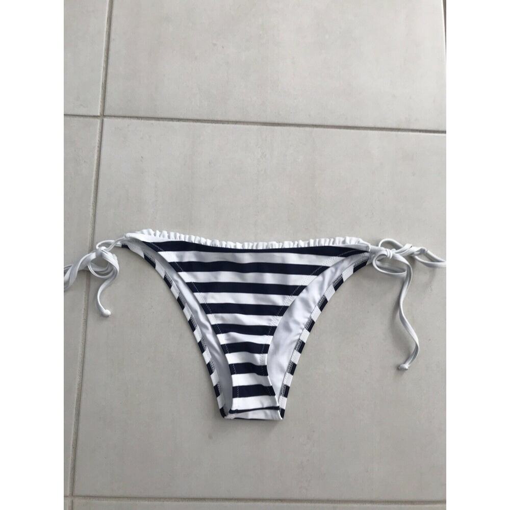 Relleciga Swim Multicolor Striped Ruffled String Bikini Bottom  Swimwear